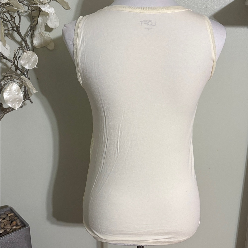 LOFT Cream Sequin Tank Top - Picture 4 of 4